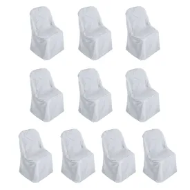 10 Pack Silver Polyester Folding Chair Covers, Reusable Stain Resistant Slip On Chair Covers