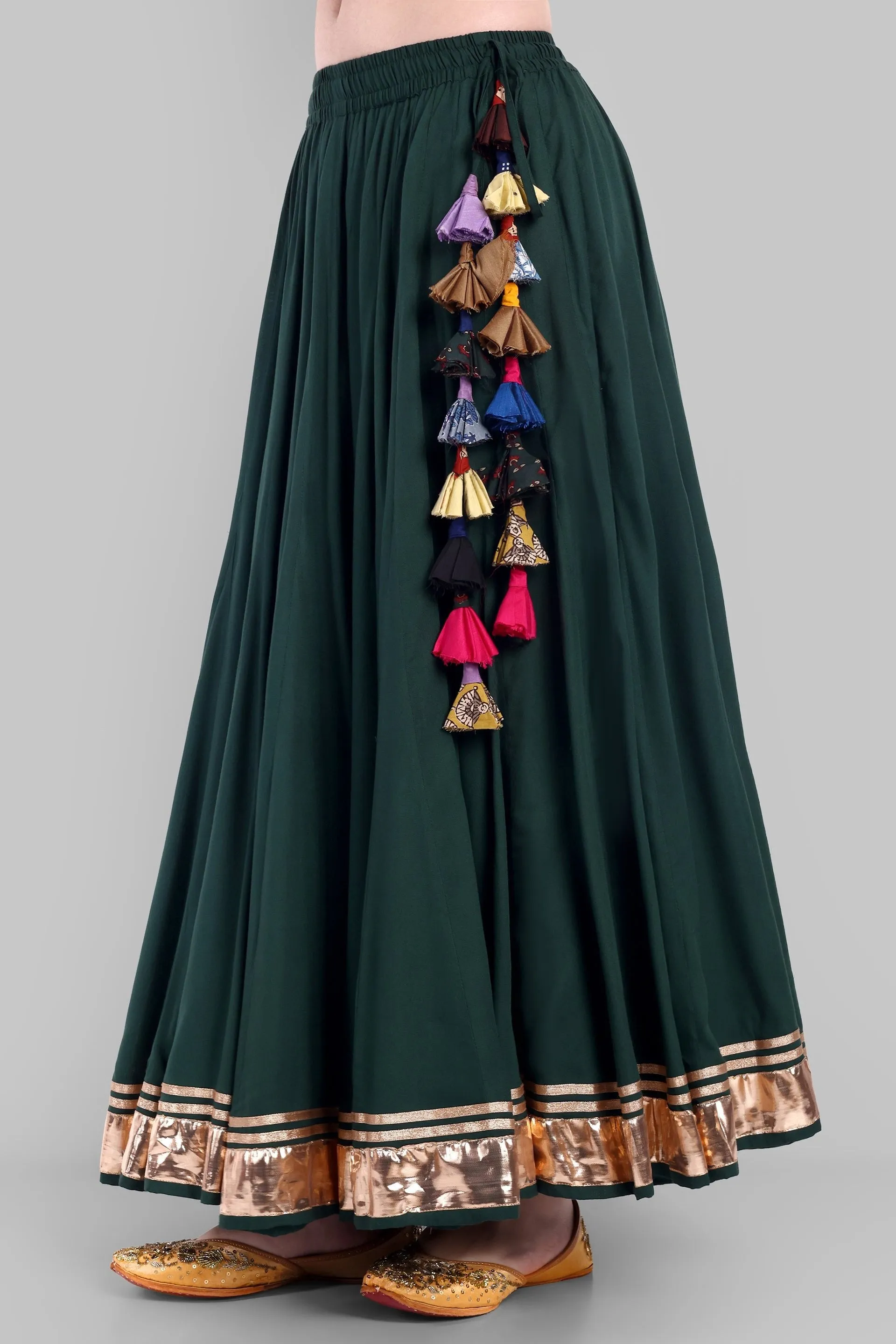 100 Kalis Bottle Green Skirt with gold Border