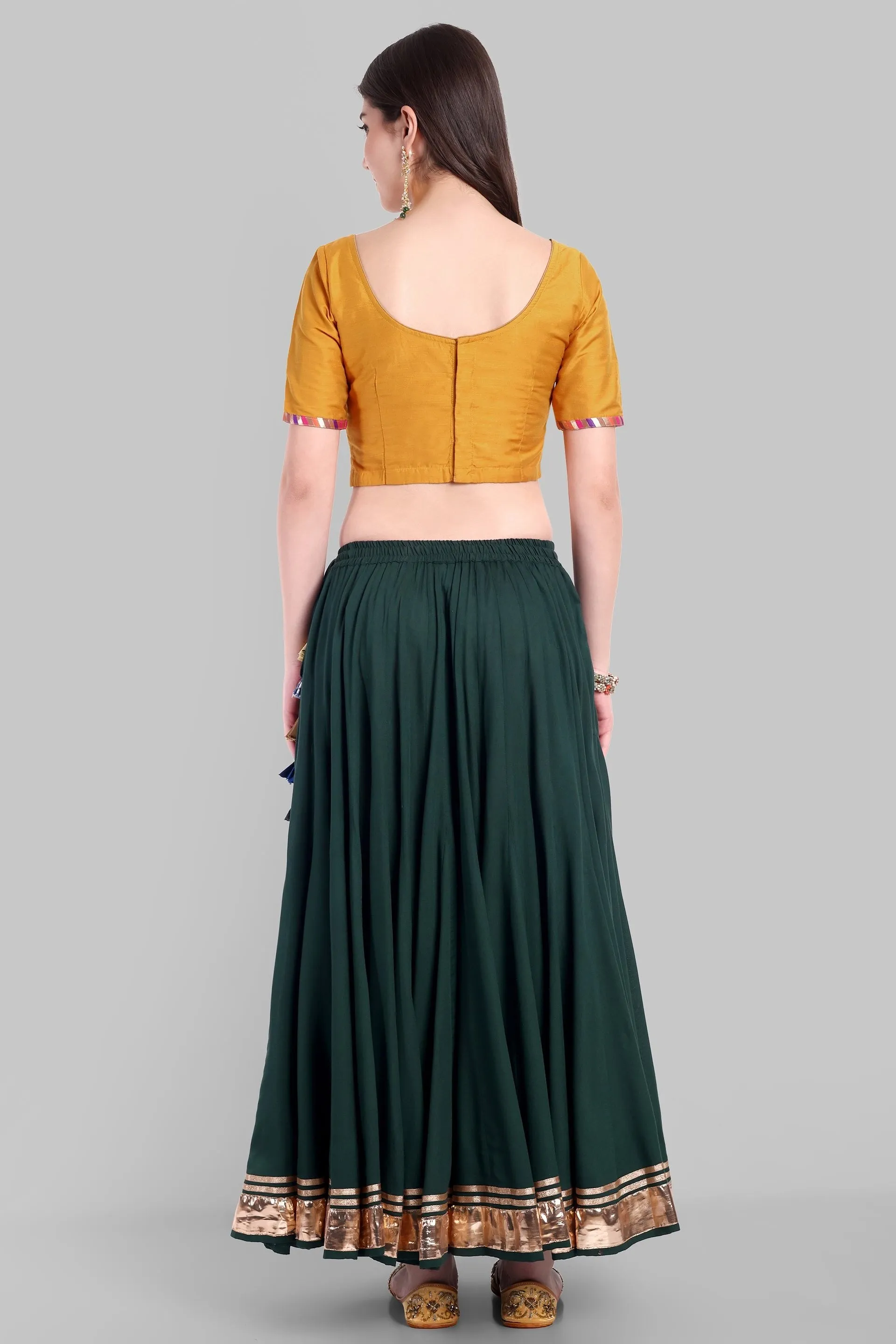 100 Kalis Bottle Green Skirt with gold Border