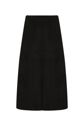 4 panel unlined Suede Look Skirt | BLACK | 4063ZR