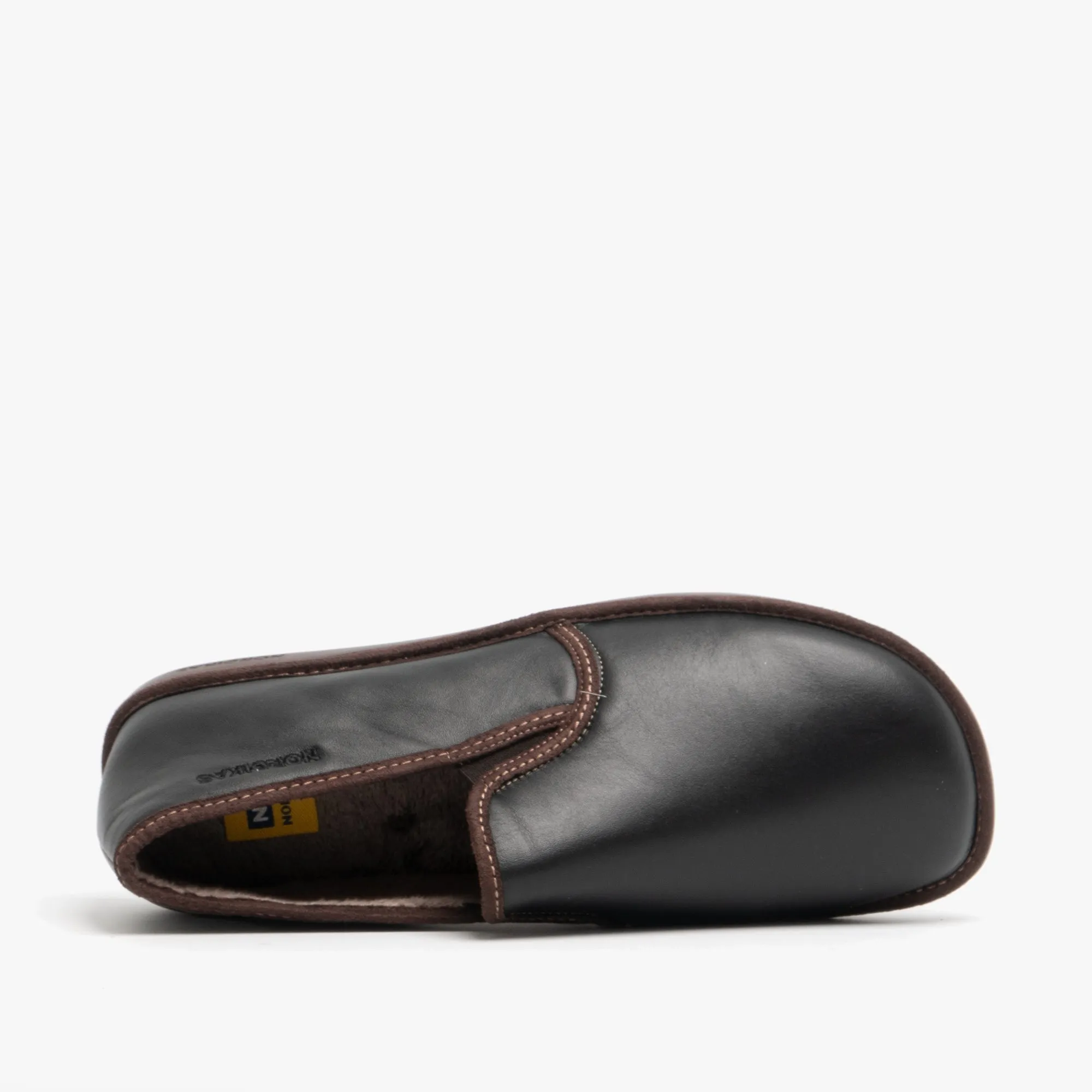 668 (DUBLIN) Mens Leather Full Slippers Black