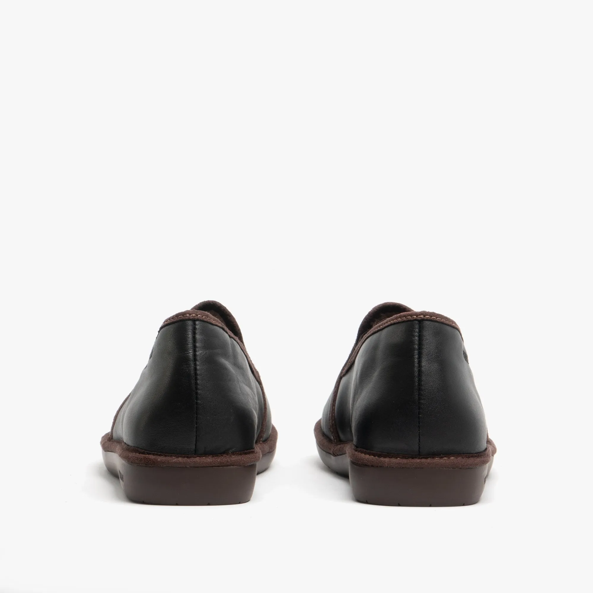 668 (DUBLIN) Mens Leather Full Slippers Black