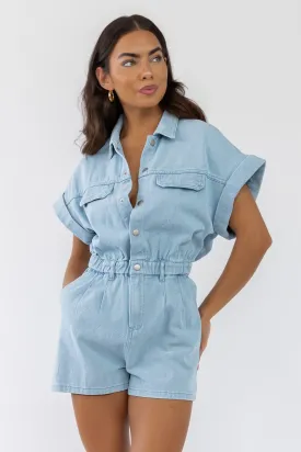 Adina Blue Denim Romper - Final Sale