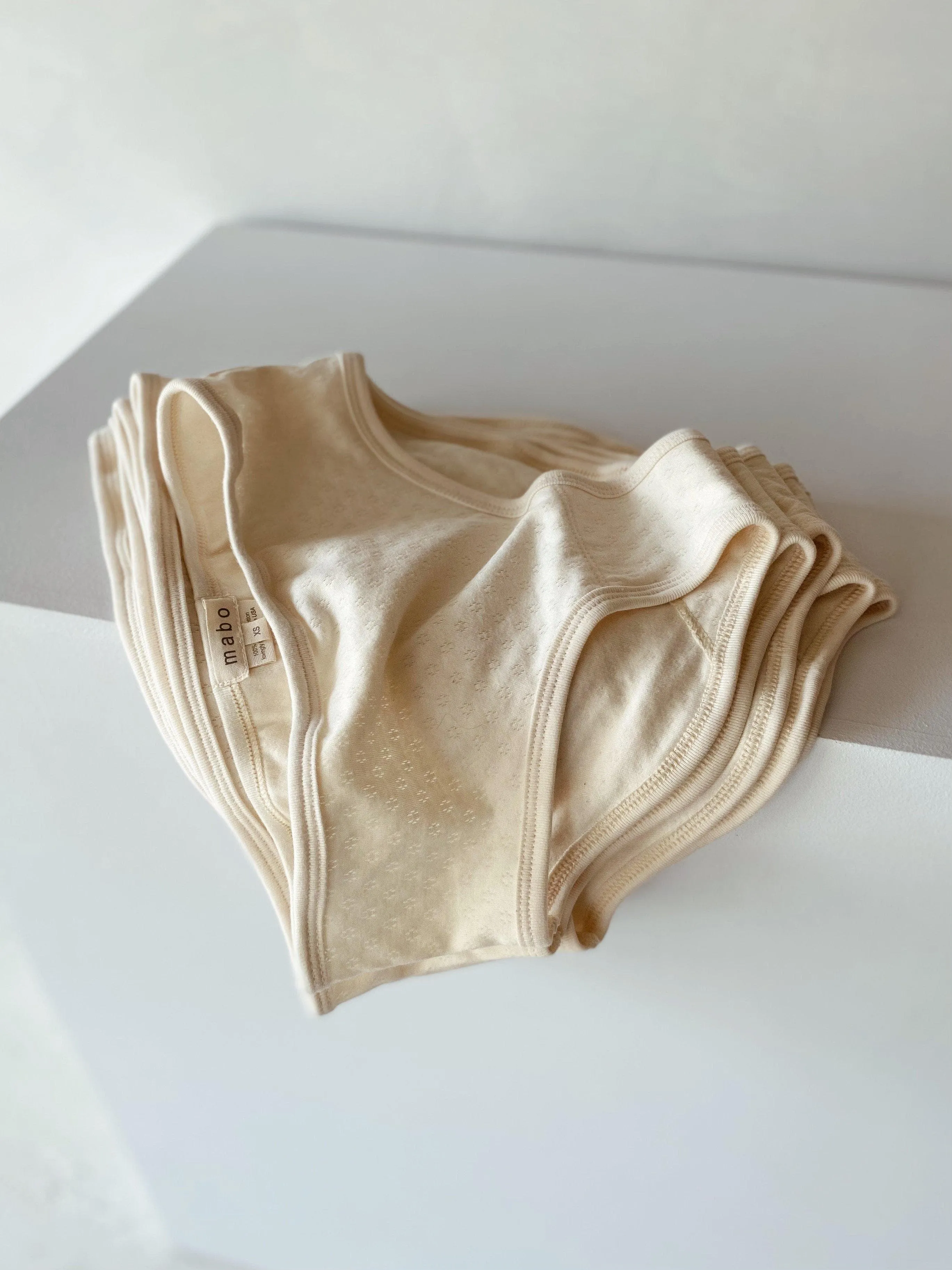 adult organic cotton undies in natural pointelle