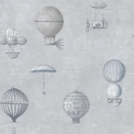 Air Ships Grey/Silver Wallpaper from the Nostalgie Collection