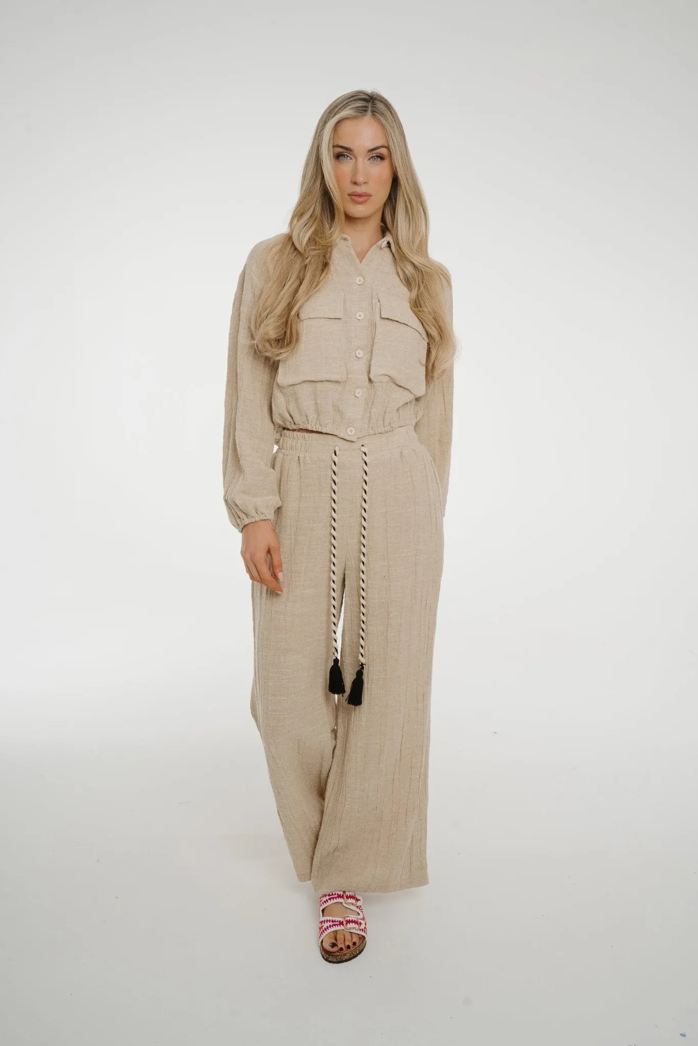 Alana Linen Mix Two Piece In Neutral