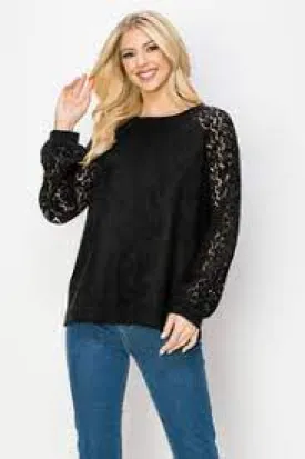 Alura Suede Top W/Lace