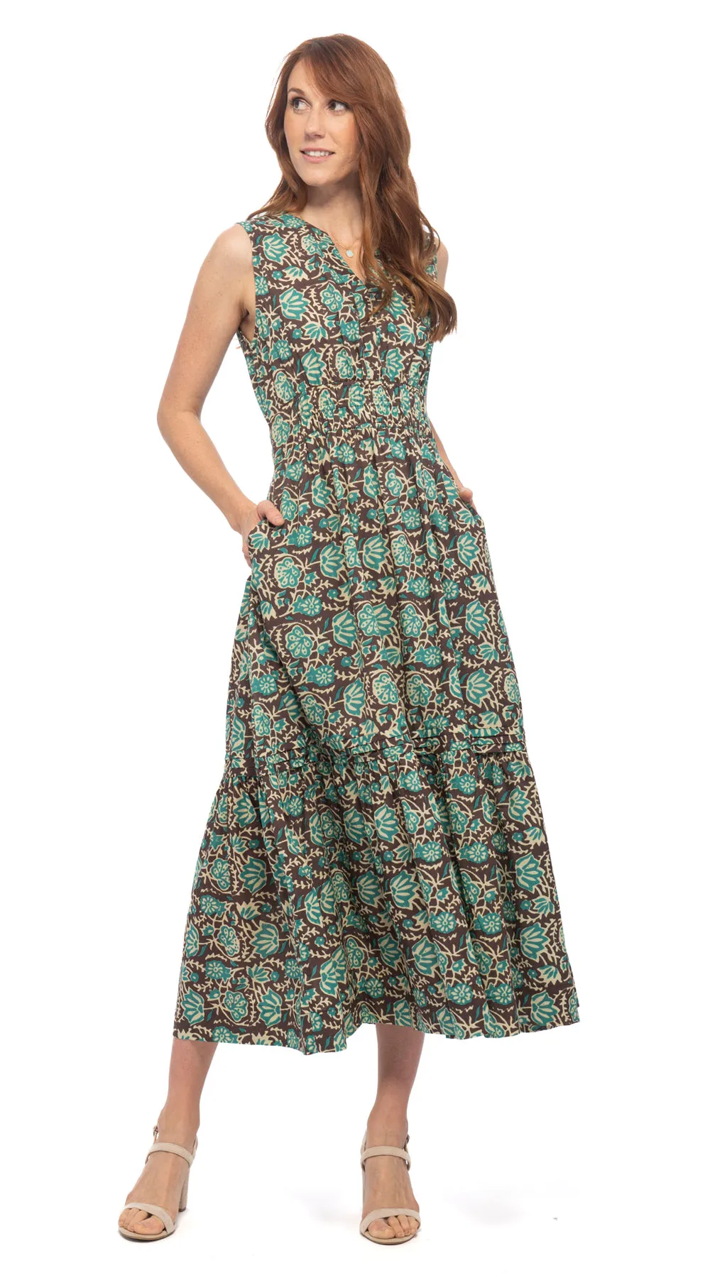 Amy Dress - teal or blue raja - org.cotton