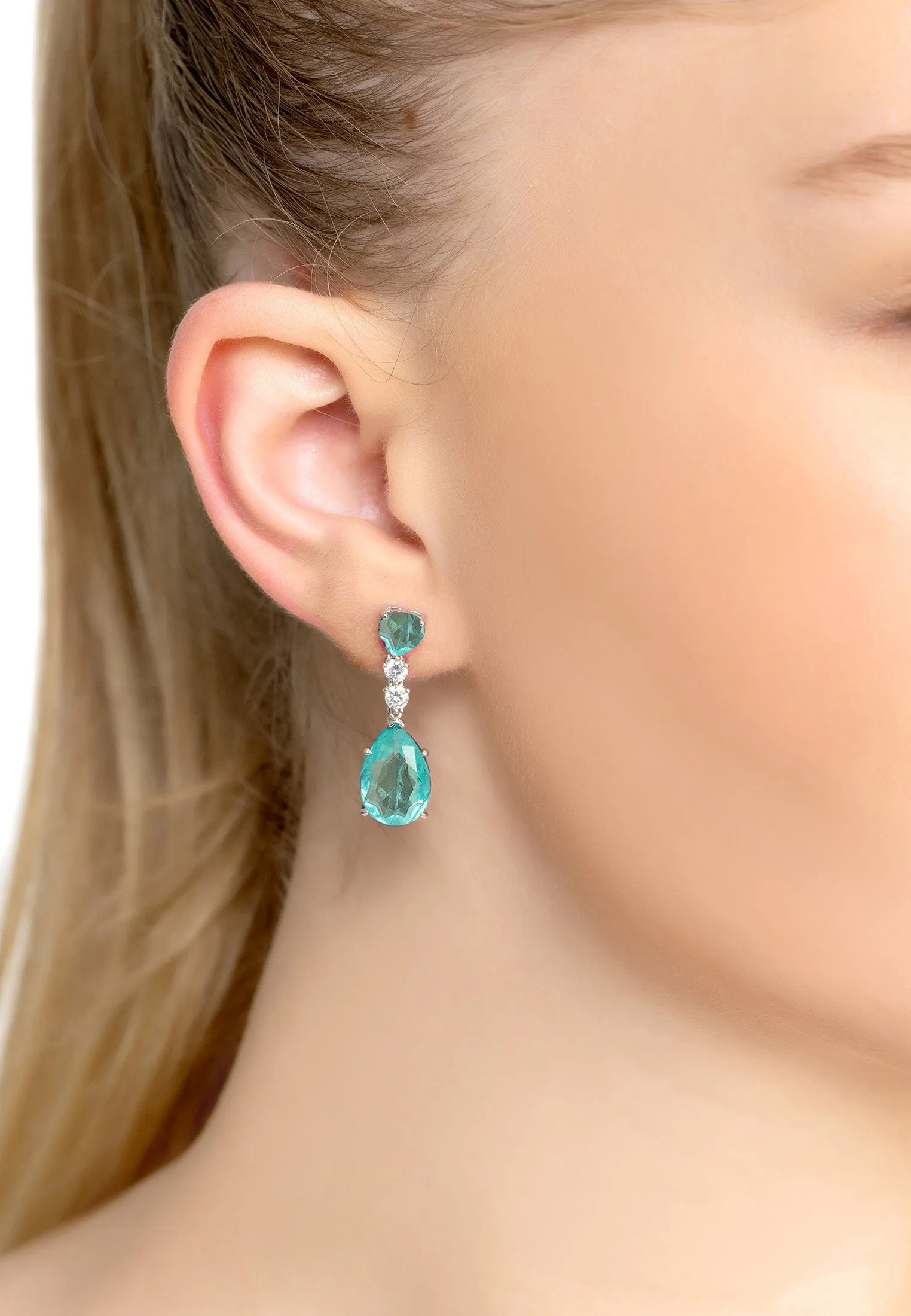 Augusta Paraiba Tourmaline Teardrop Earrings Silver