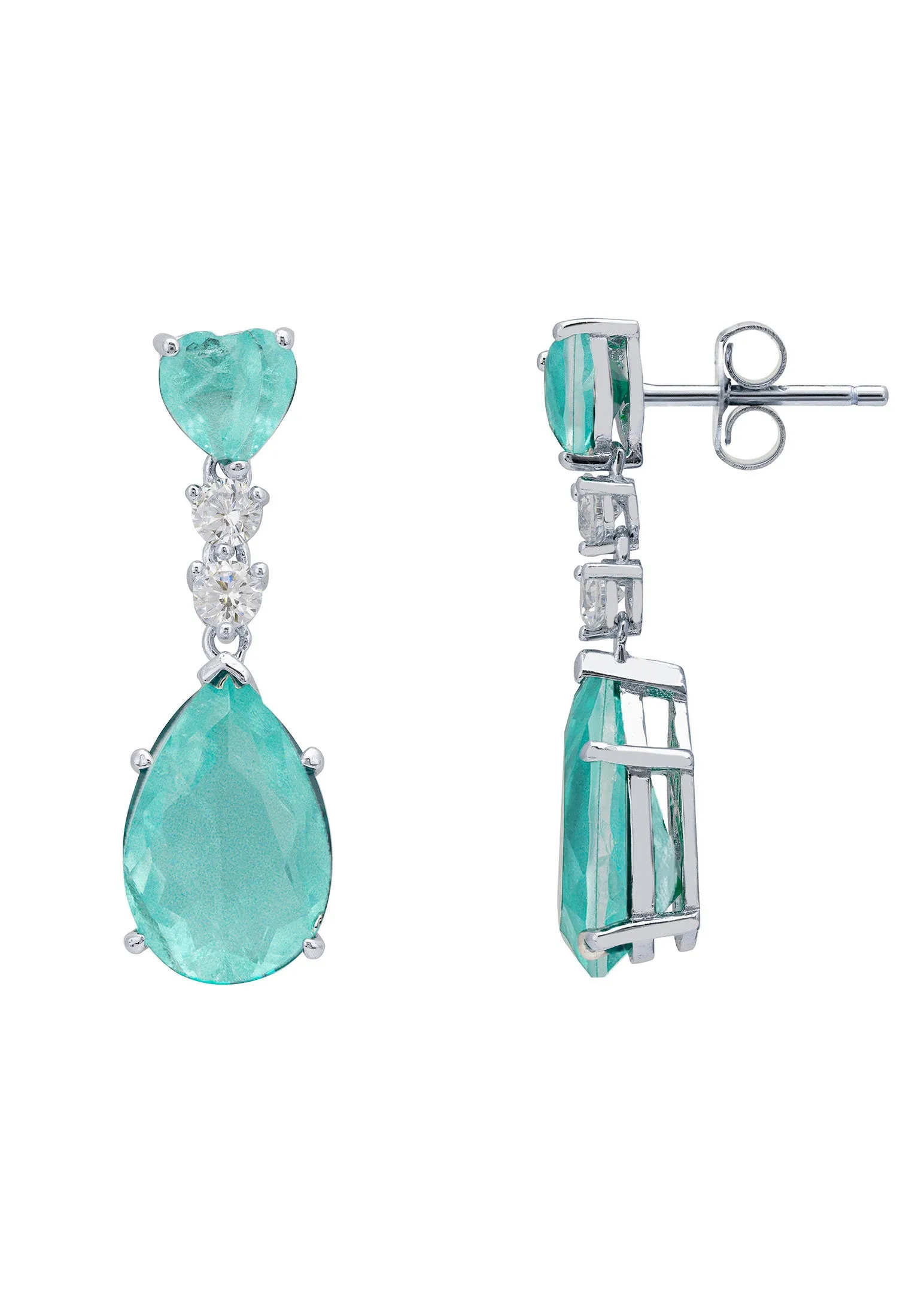 Augusta Paraiba Tourmaline Teardrop Earrings Silver