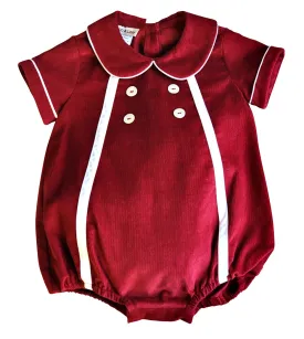 Avignon Collection Fall Burgundy Corduroy Boy's Romper