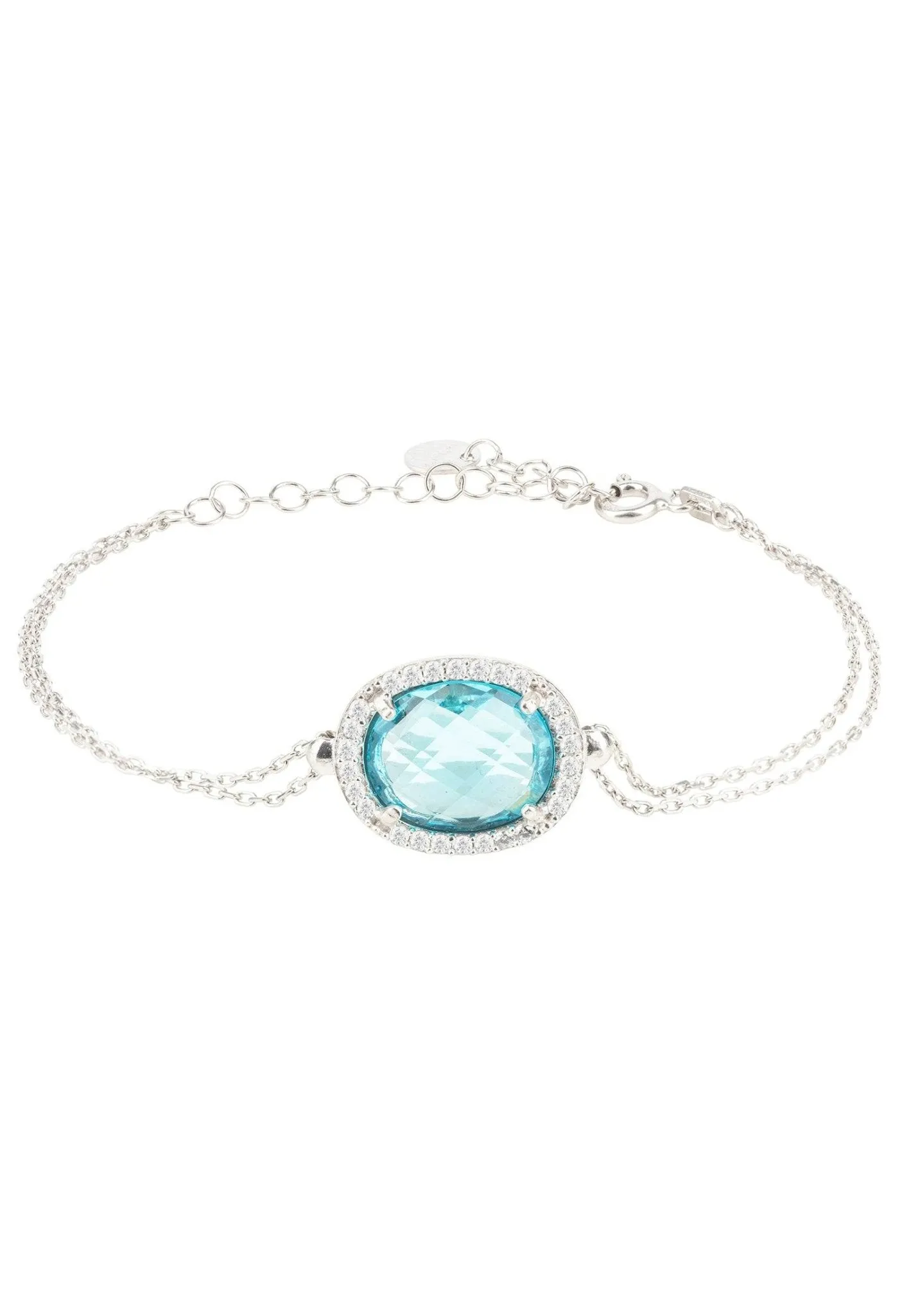 Beatrice Oval Gemstone Bracelet Silver Blue Topaz Hydro