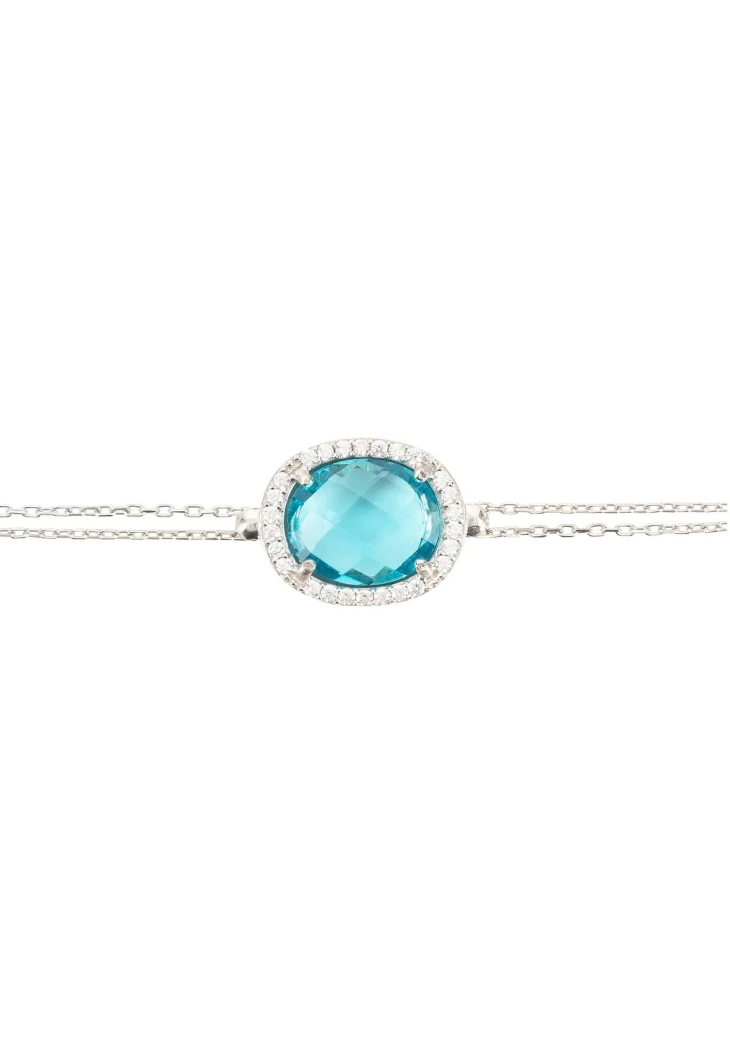 Beatrice Oval Gemstone Bracelet Silver Blue Topaz Hydro