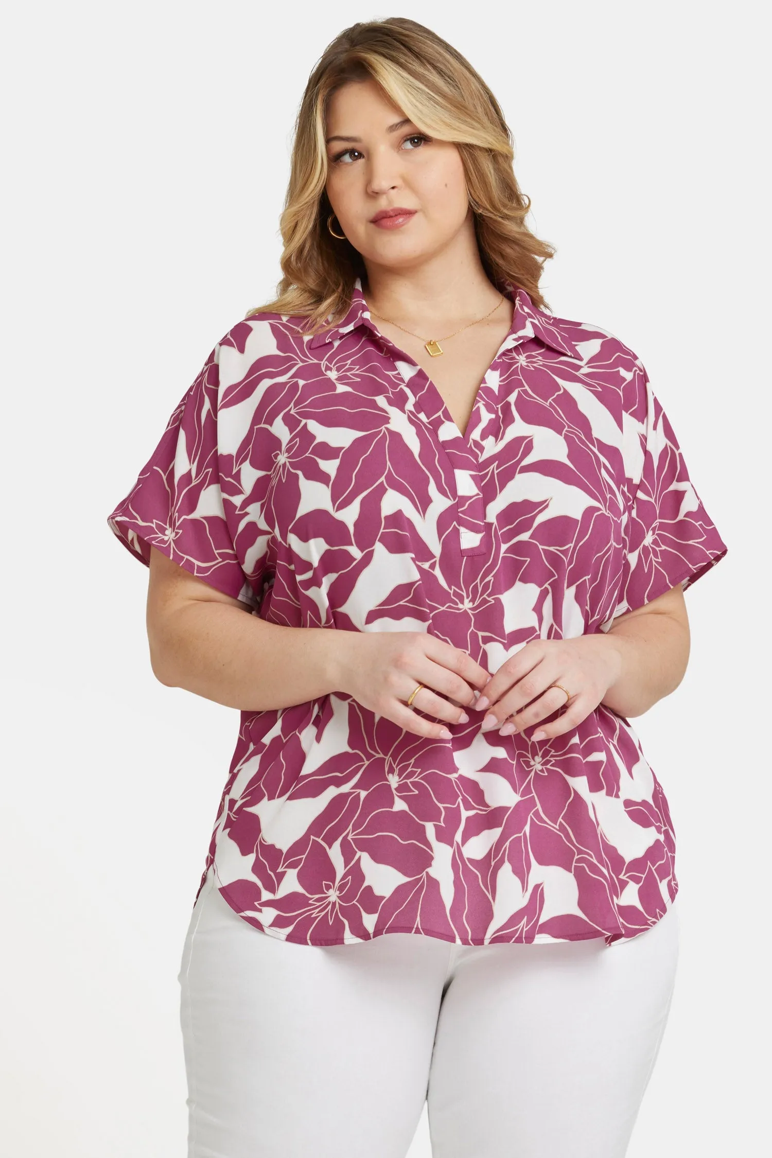 Becky Short Sleeved Blouse In Plus Size - Adonia