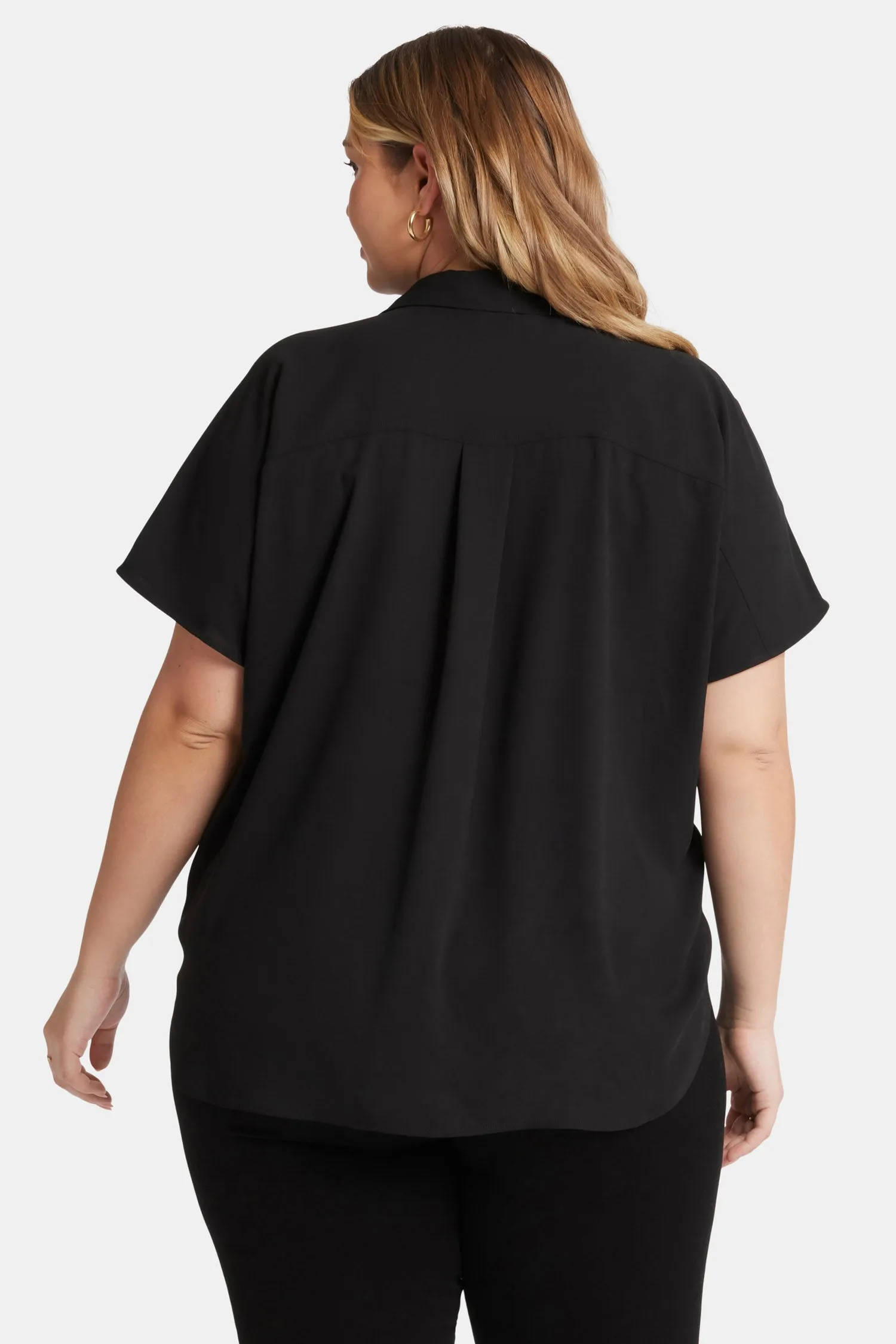 Becky Short Sleeved Blouse In Plus Size - Black