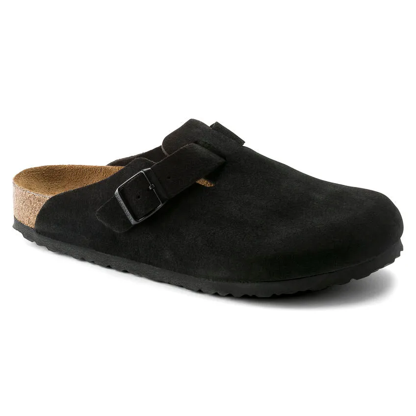 Birkenstock Boston Soft Footbed - Black Suede