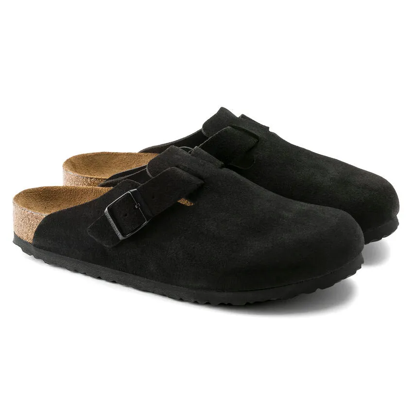 Birkenstock Boston Soft Footbed - Black Suede