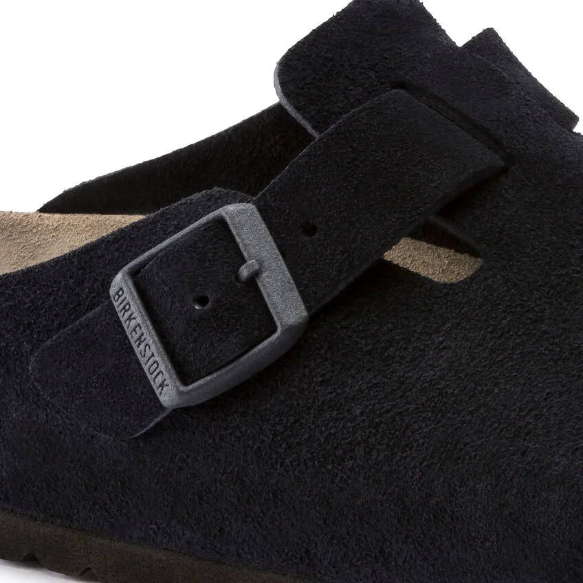 Soft Suede Leather Birkenstock Boston - Comfort Footbed in Midnight Blue