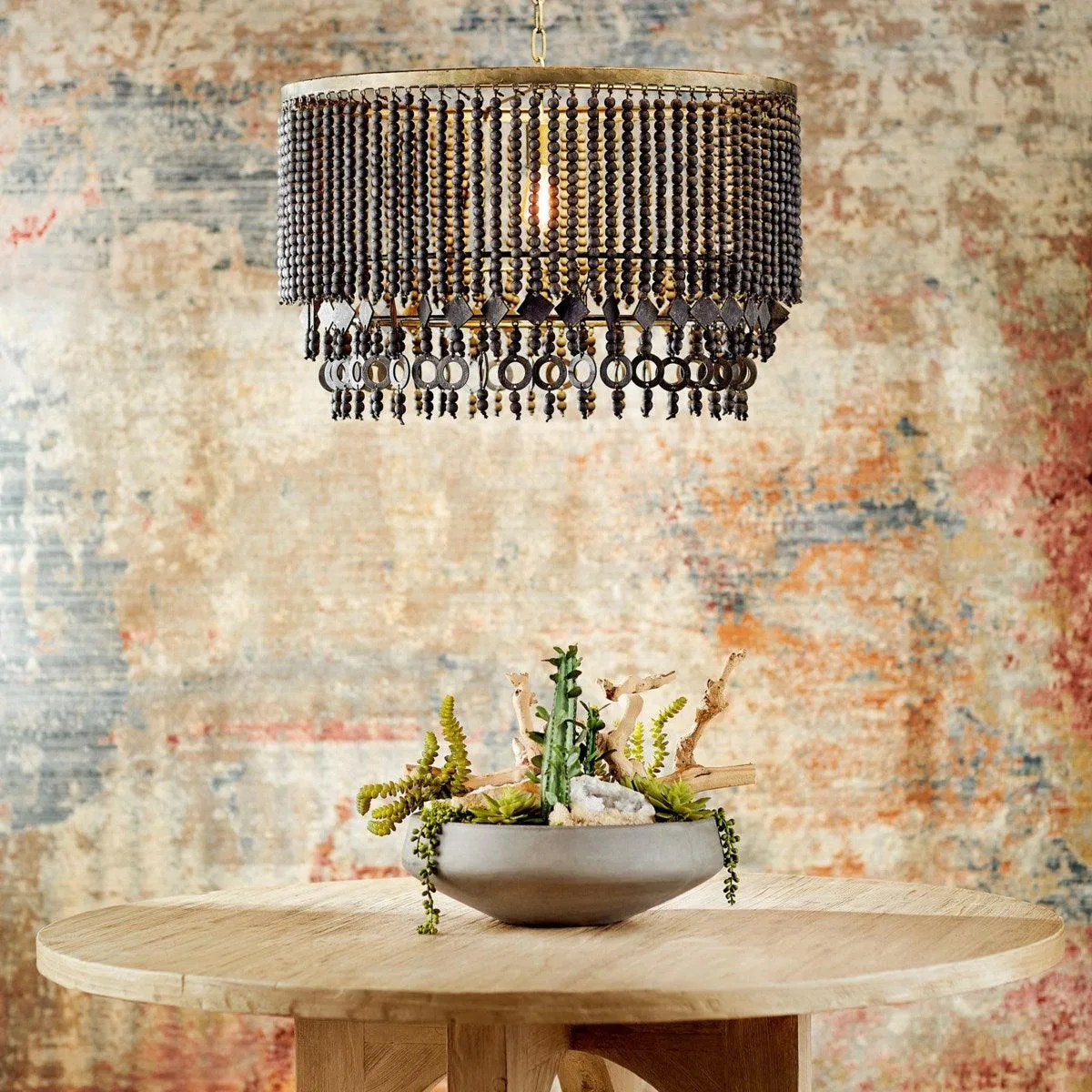 Black Beaded Boho Luxe Chandelier