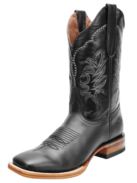 Black Napa Leather Square Toe Rodeo Boot