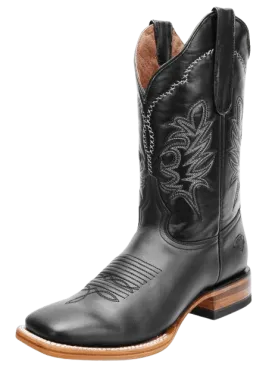 Black Napa Leather Square Toe Rodeo Boot