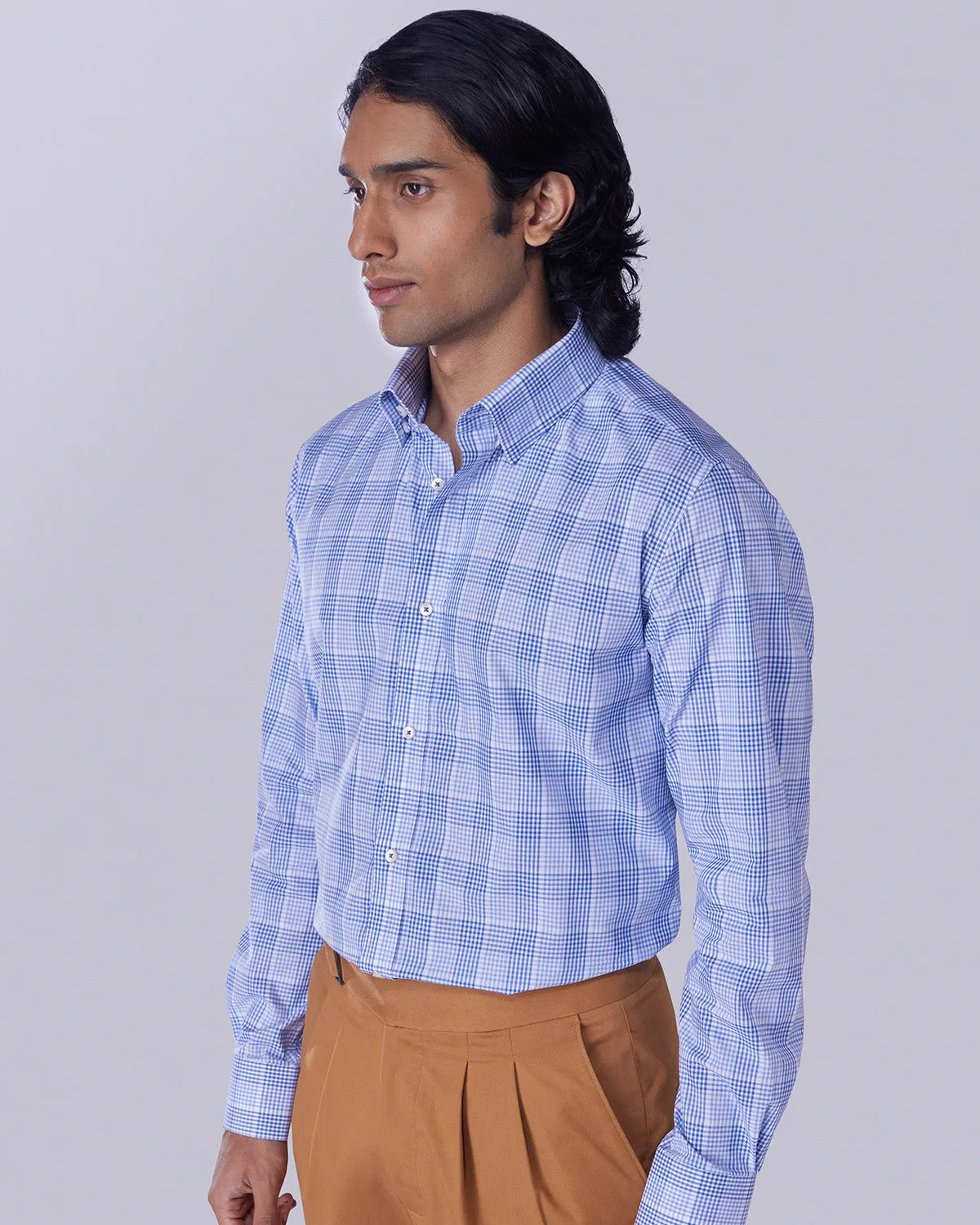 Blue & White Checked Shirt