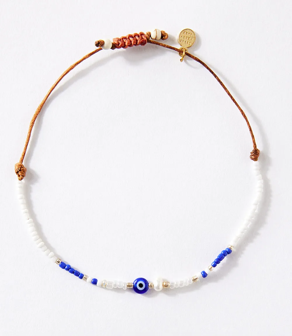 Blue and White Beaded Bracelet