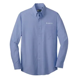 Mens Long Sleeve Blue Crossweave Shirt by Blue Generation