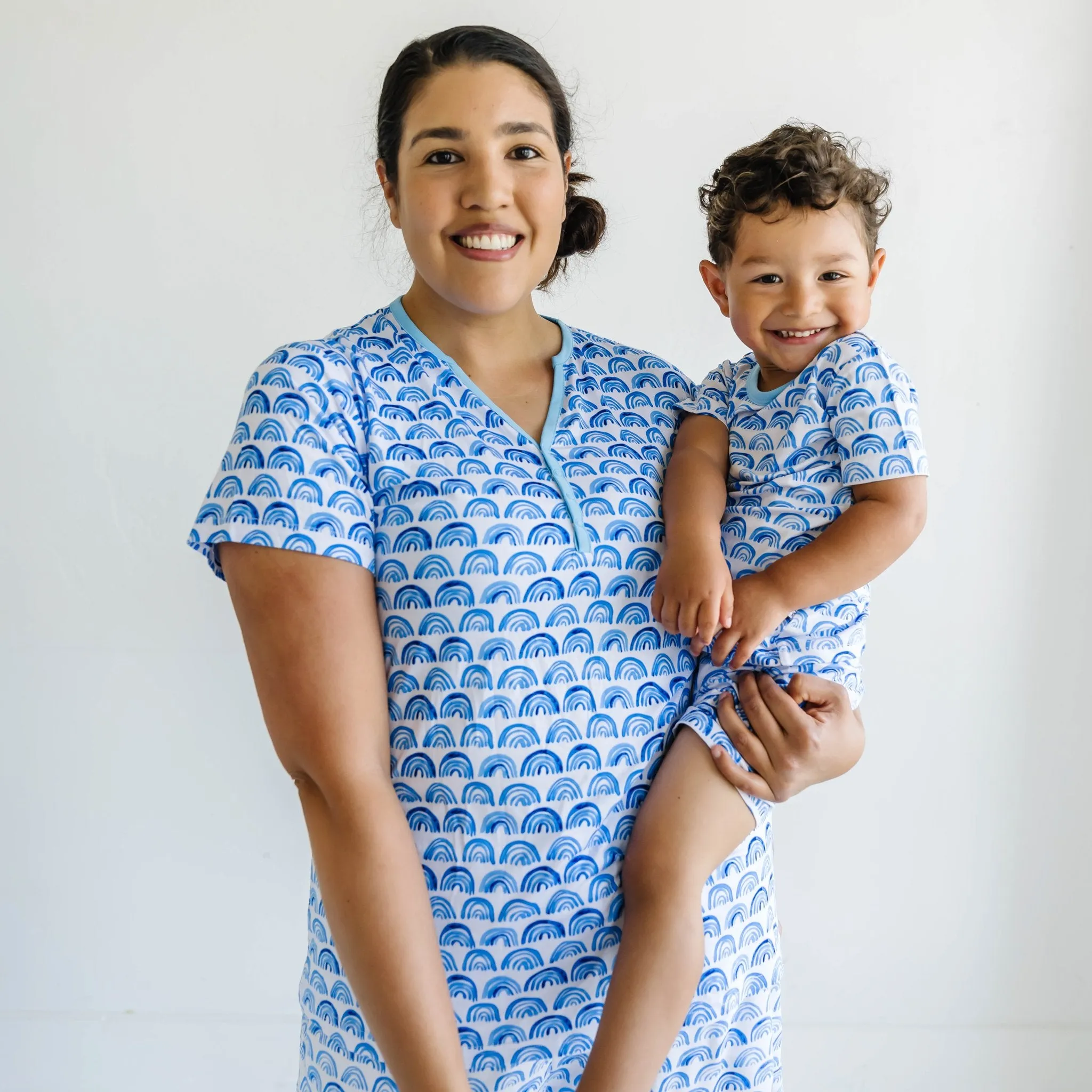 Blue Rainbows Women's Short Sleeve Pajama Top