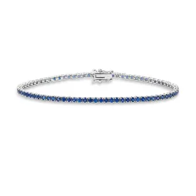 Blue Sapphire Tennis Bracelet (7.29 ct.) 3.00 mm 4-Prongs Setting in 18K Gold