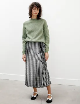 Bows Checked Wrap Skirt Black and White