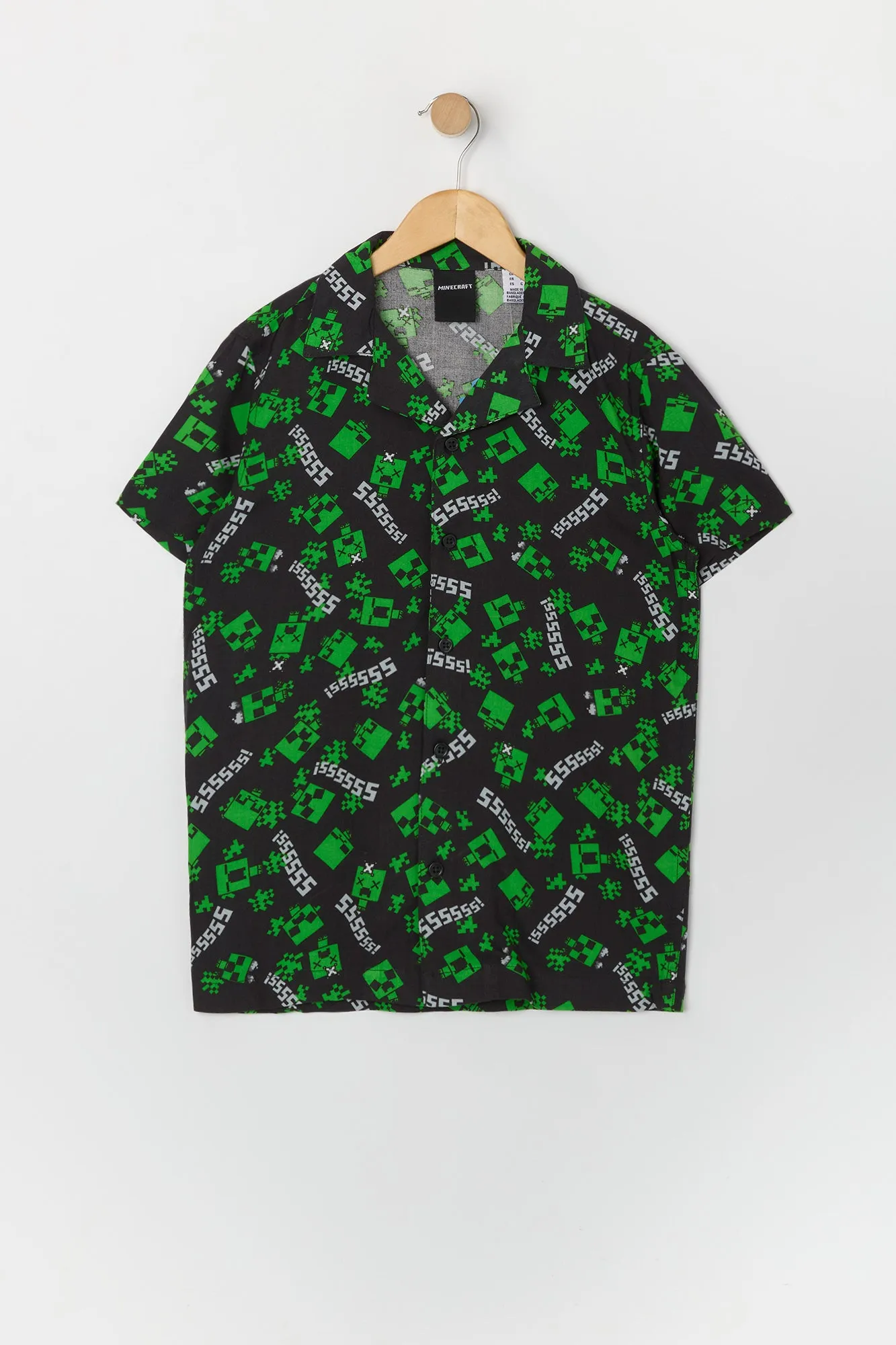 Boys Minecraft Print Button-Up Top