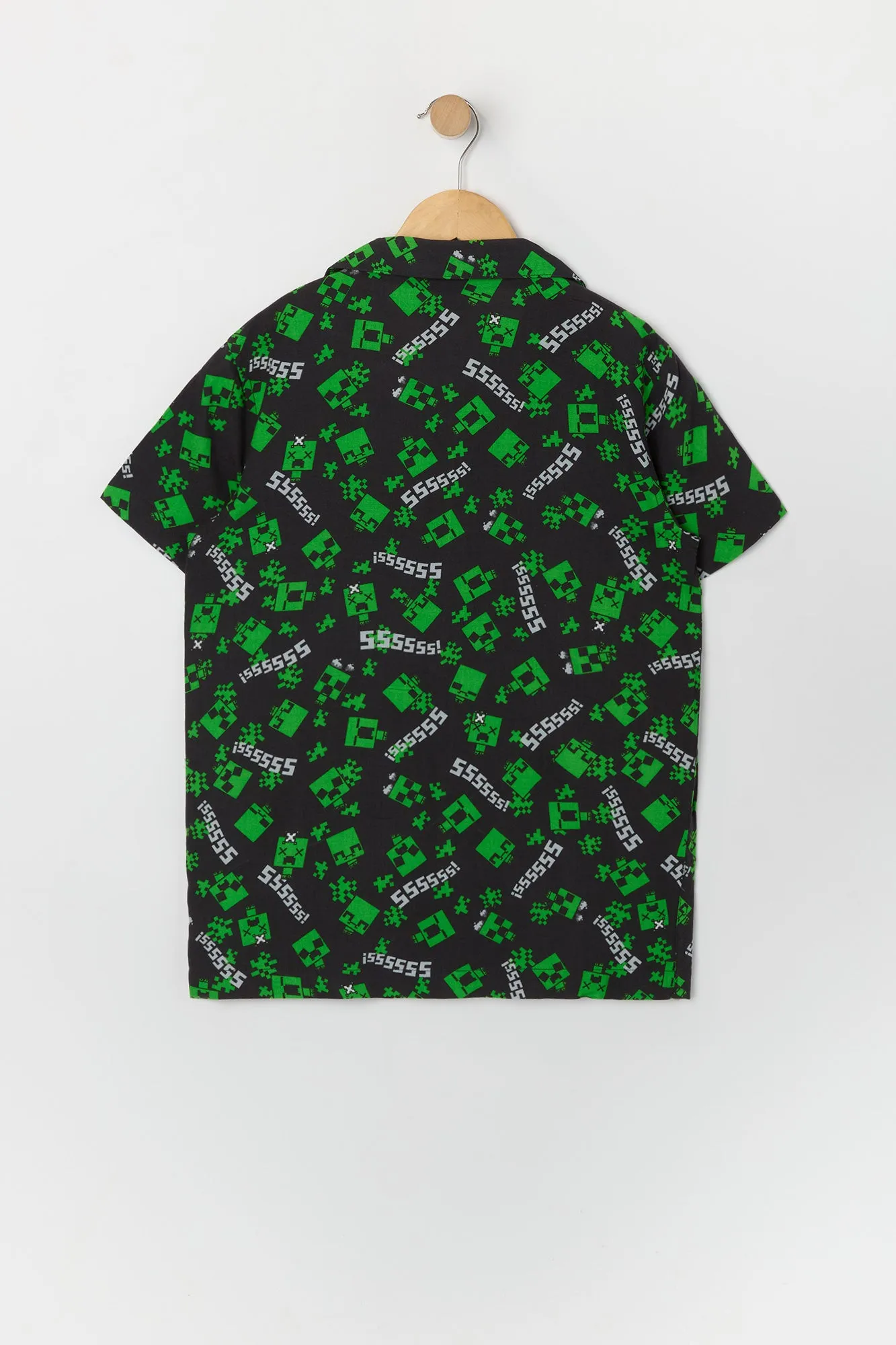 Boys Minecraft Print Button-Up Top