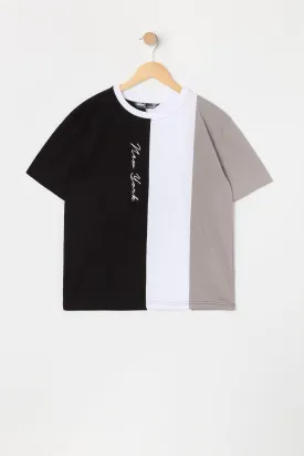 Boys New York Embroidered Colourblock T-Shirt