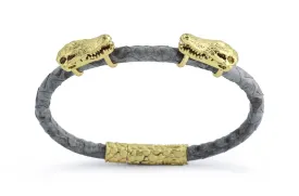 Bracelet LivingSkull Men Python Leather & Two Cocodrile Skulls