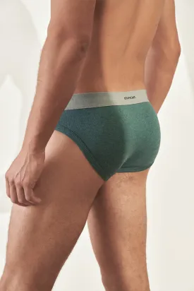 Brief in Organic Cotton Rib - Teal & Sage