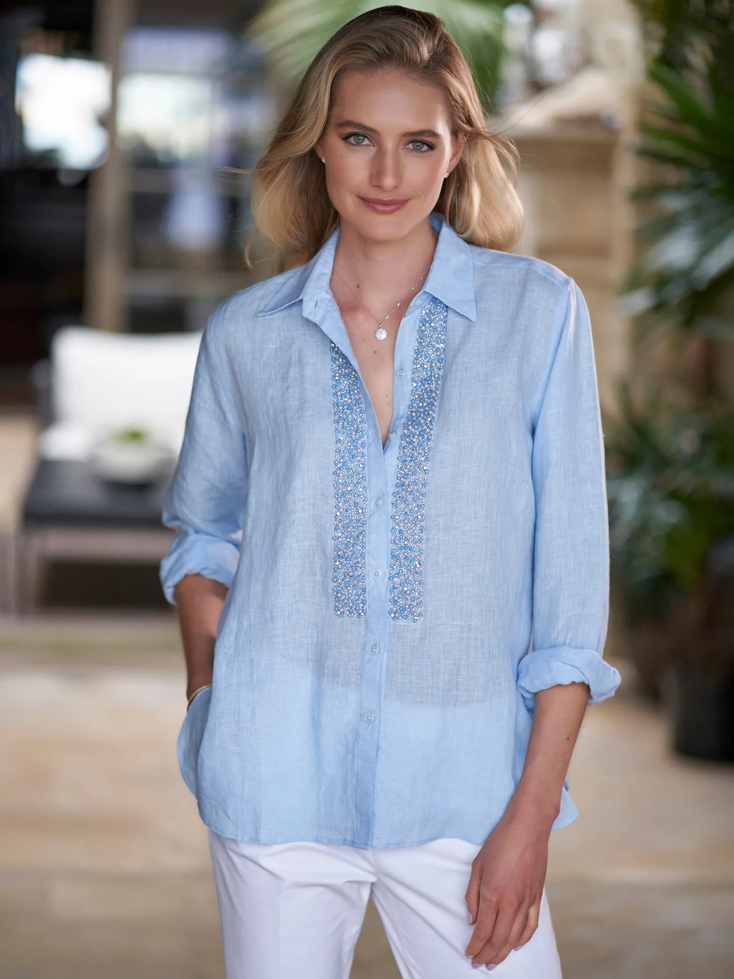 Brigit Pearl Linen Shirt