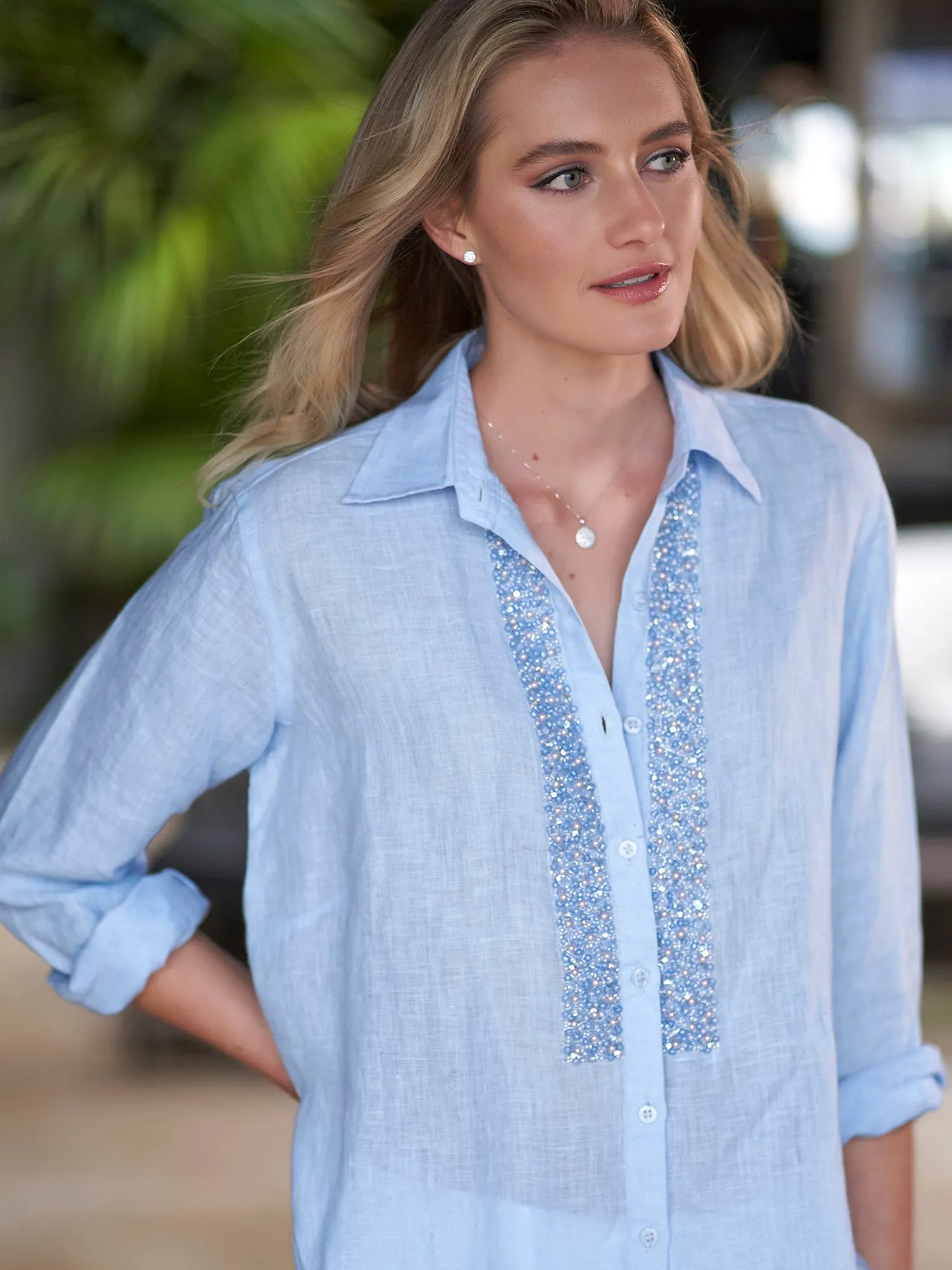 Brigit Pearl Linen Shirt