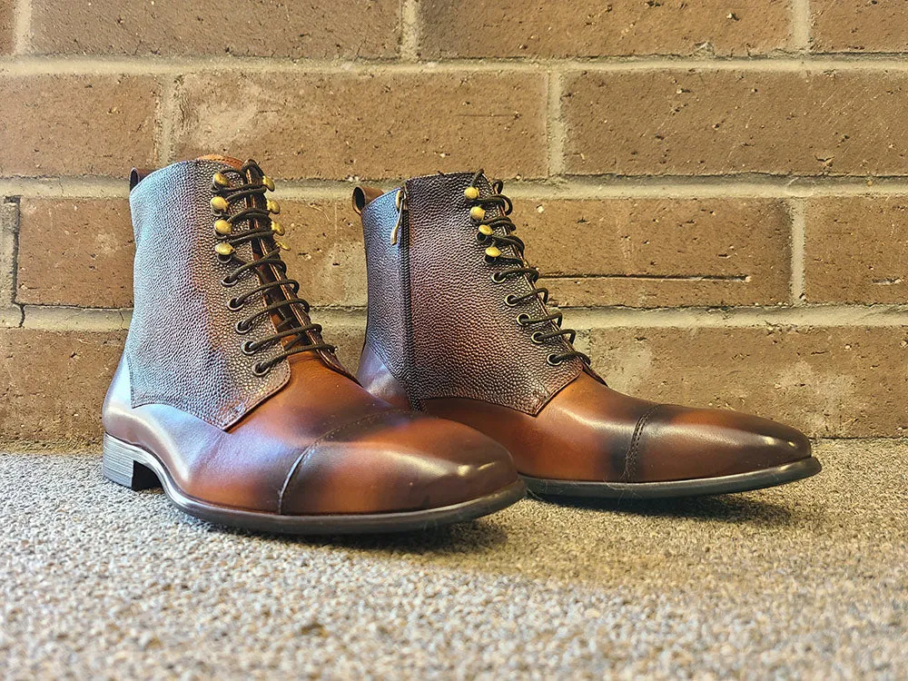 Brogue Cap Toe Leather Boot