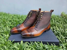 Brogue Cap Toe Leather Boot