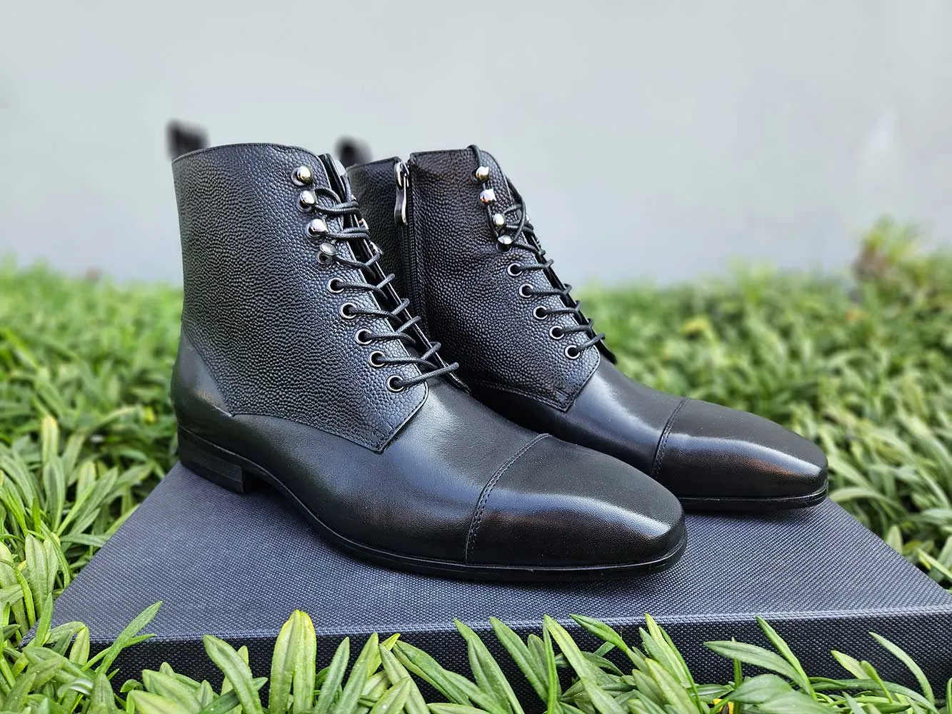 Brogue Cap Toe Leather Boot