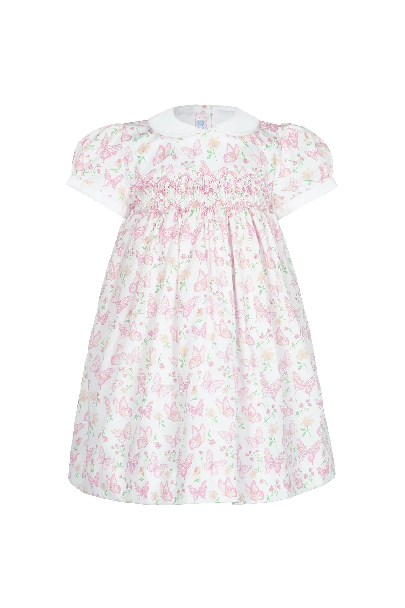 Butterflies Print Smocked Dress