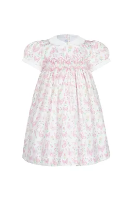 Butterflies Print Smocked Dress