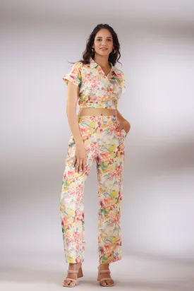 Cin Cin Muslin Silk Crop Top and Pants Co ord Set