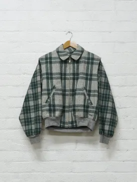 Comme des Garcons Homme Plus 1989 green plaid detachable liner bomber jacket - M