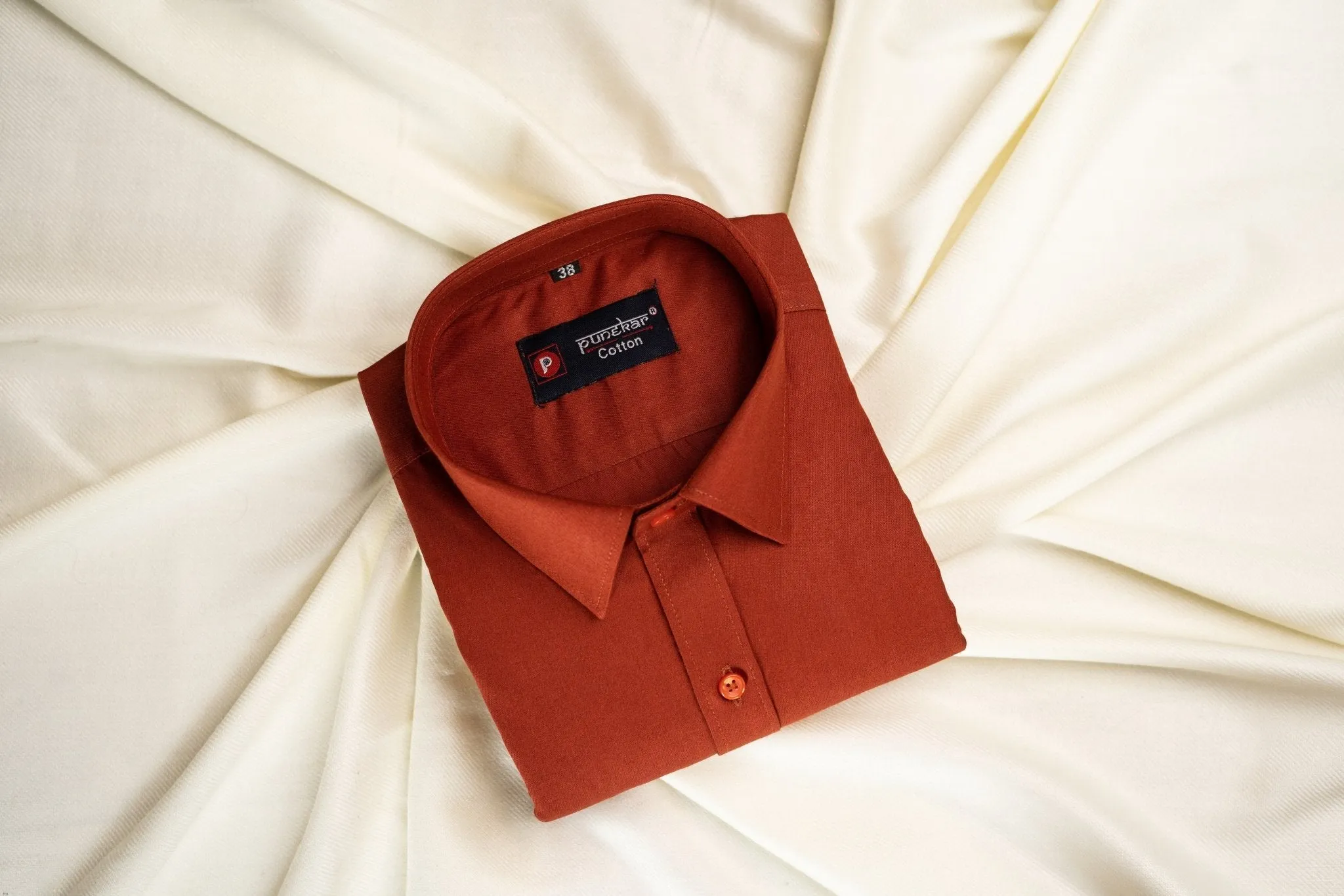 Copper Color Satin Mecerised Cotton Shirt For Men