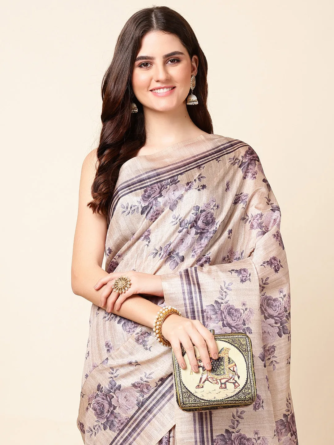 Digital Floral Printed Cotton Saree