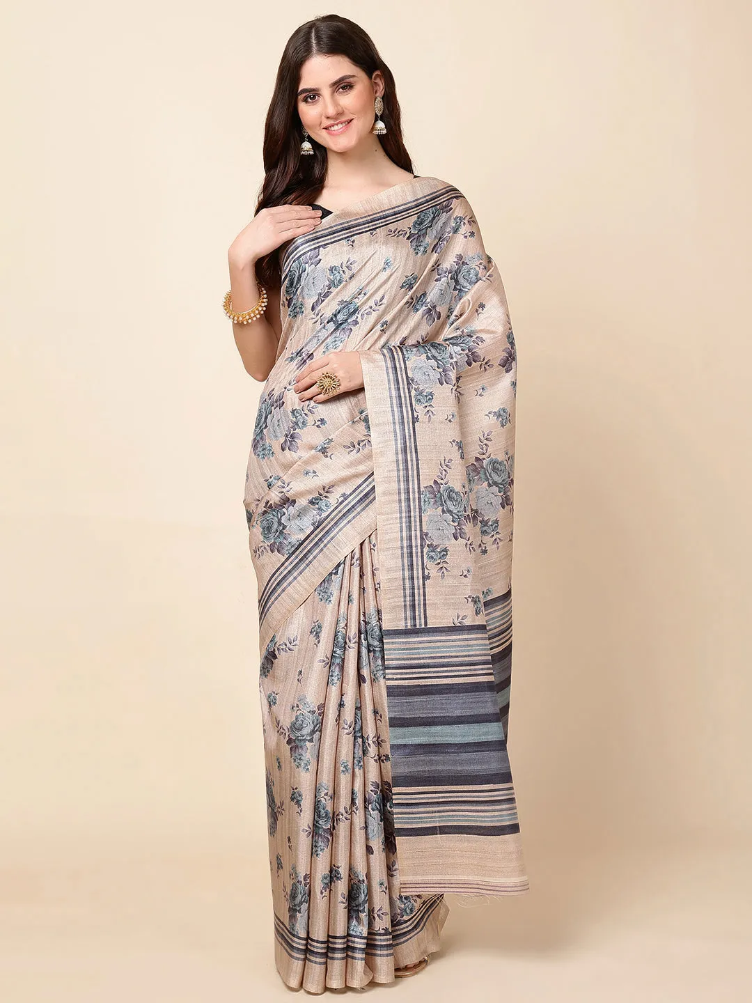 Digital Floral Printed Cotton Saree