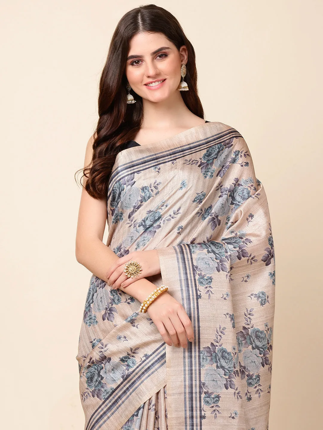 Digital Floral Printed Cotton Saree