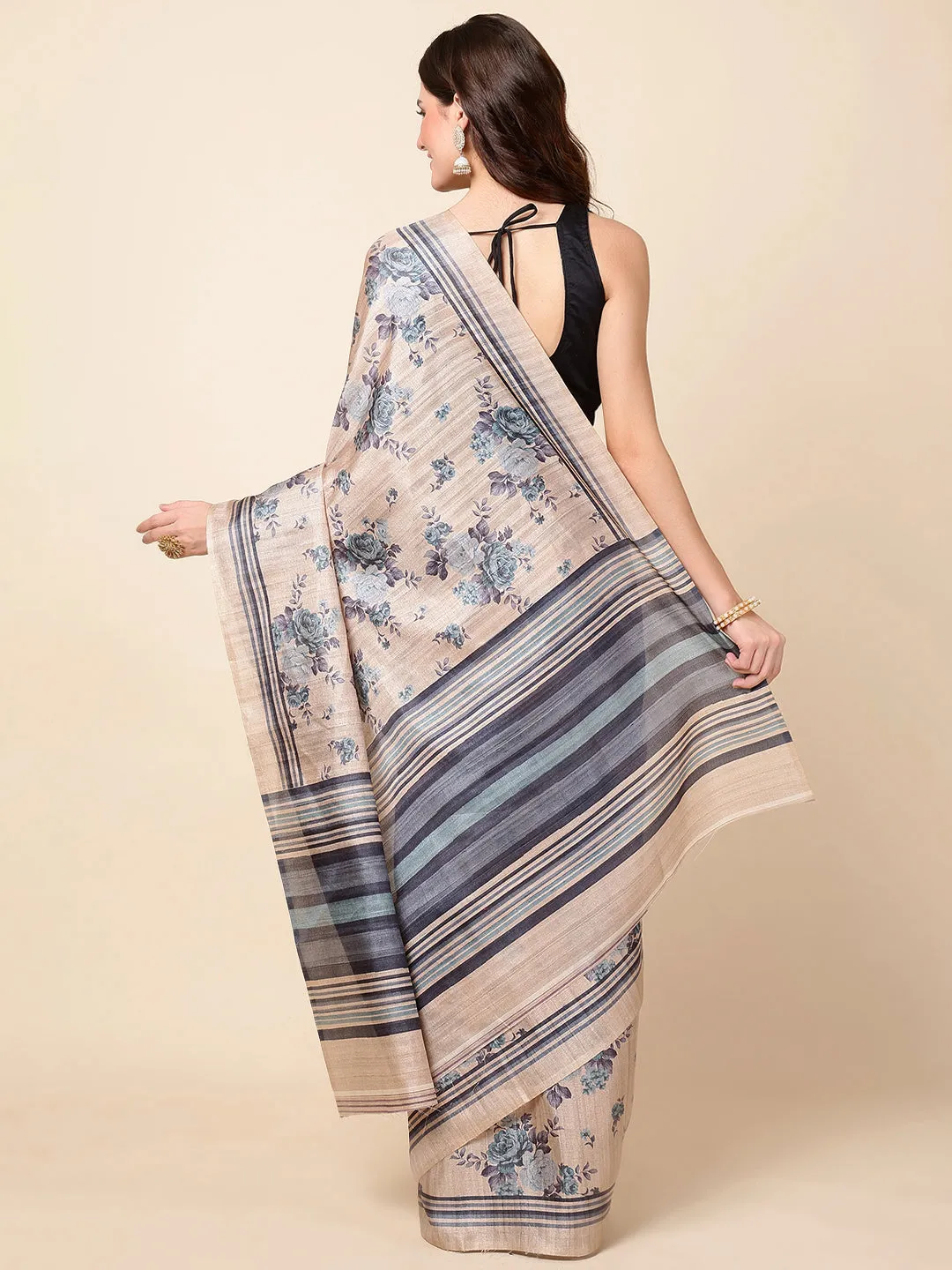 Digital Floral Printed Cotton Saree